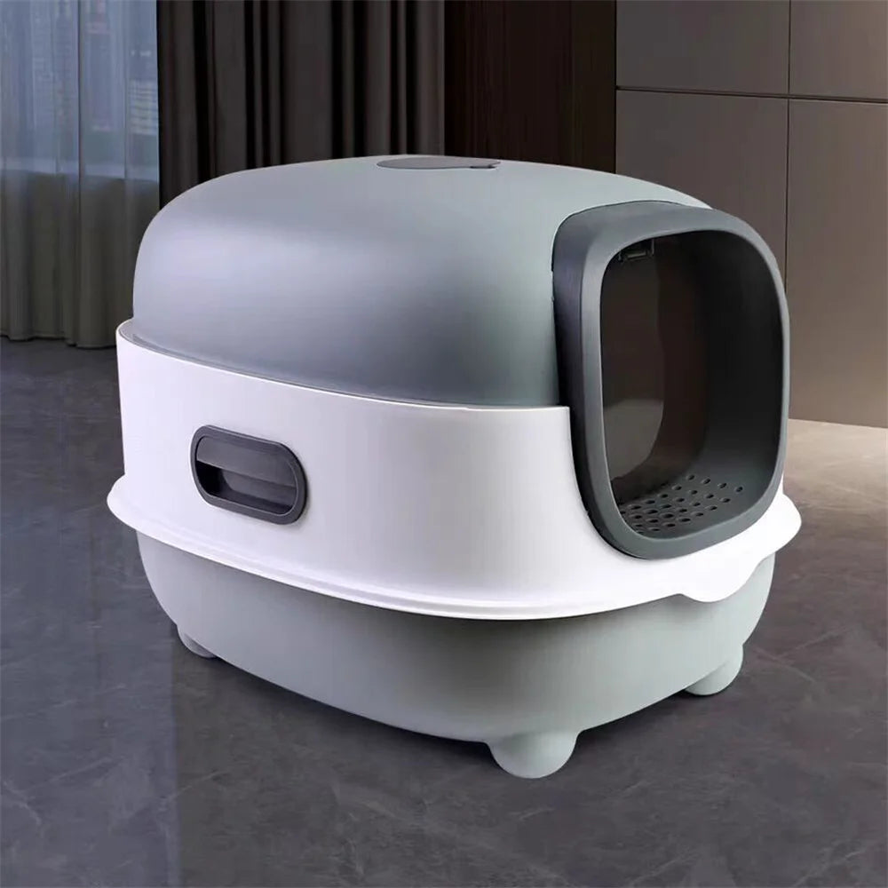 Enclosed Large Cat Litter Box with Scoop and Odor Control
