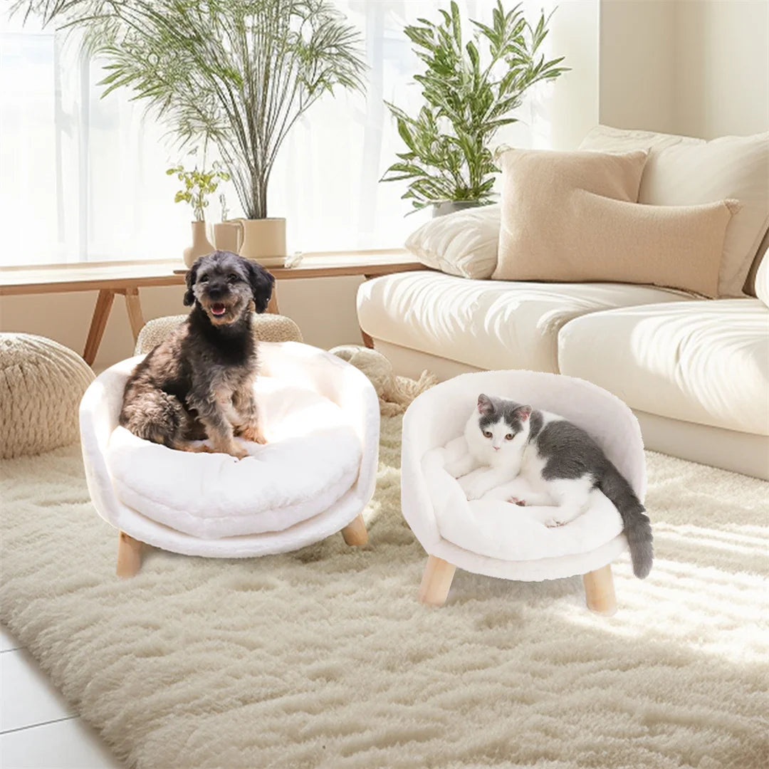 Luxury Cat Bed Soft Plush Fabric Nesting Chair for Small Pets