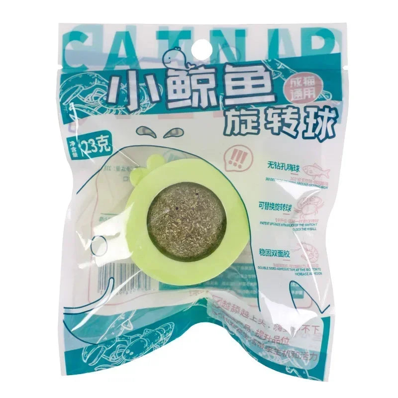 Catnip Ball Licking Toy for Cats Rotatable Wall Treats
