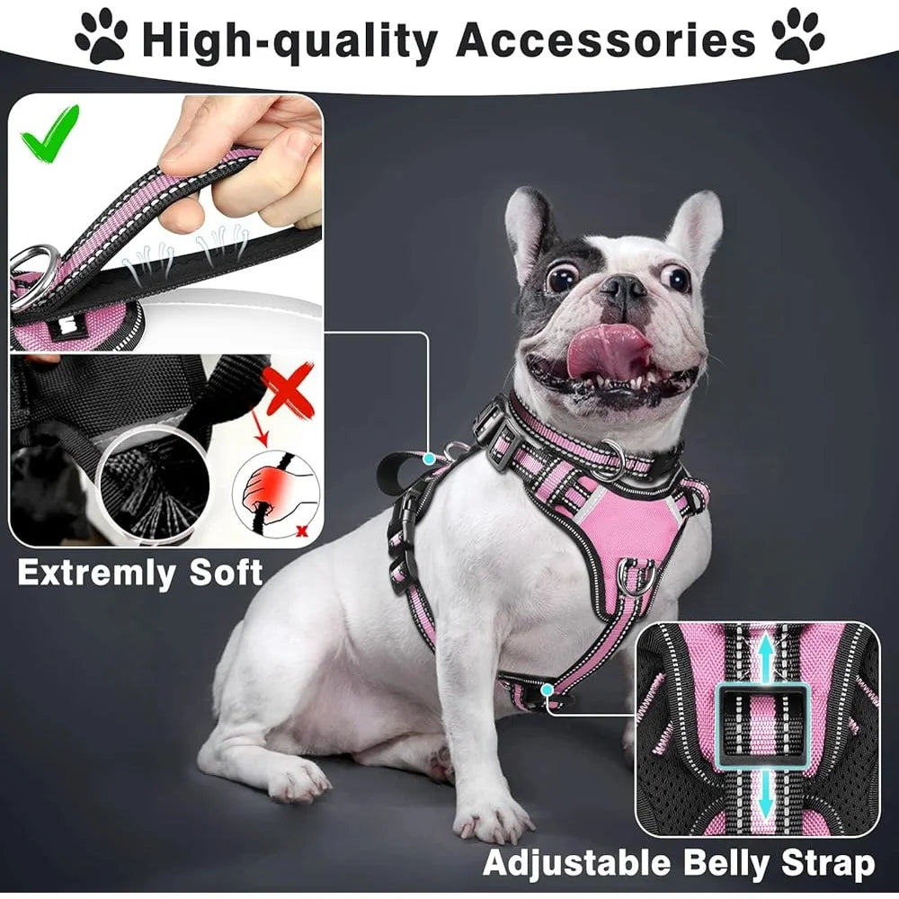 Reflective No Pull Pet Harness Leash Set for Dogs of All Sizes