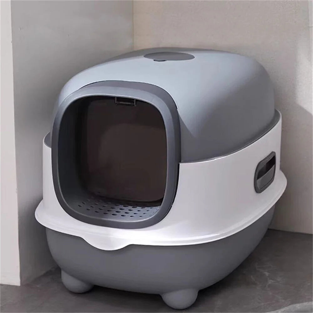 Enclosed Large Cat Litter Box with Scoop and Odor Control