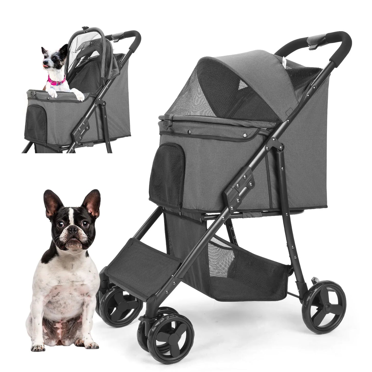Wedyvko Pet Stroller with 360 Rotate Wheels for Small Dogs