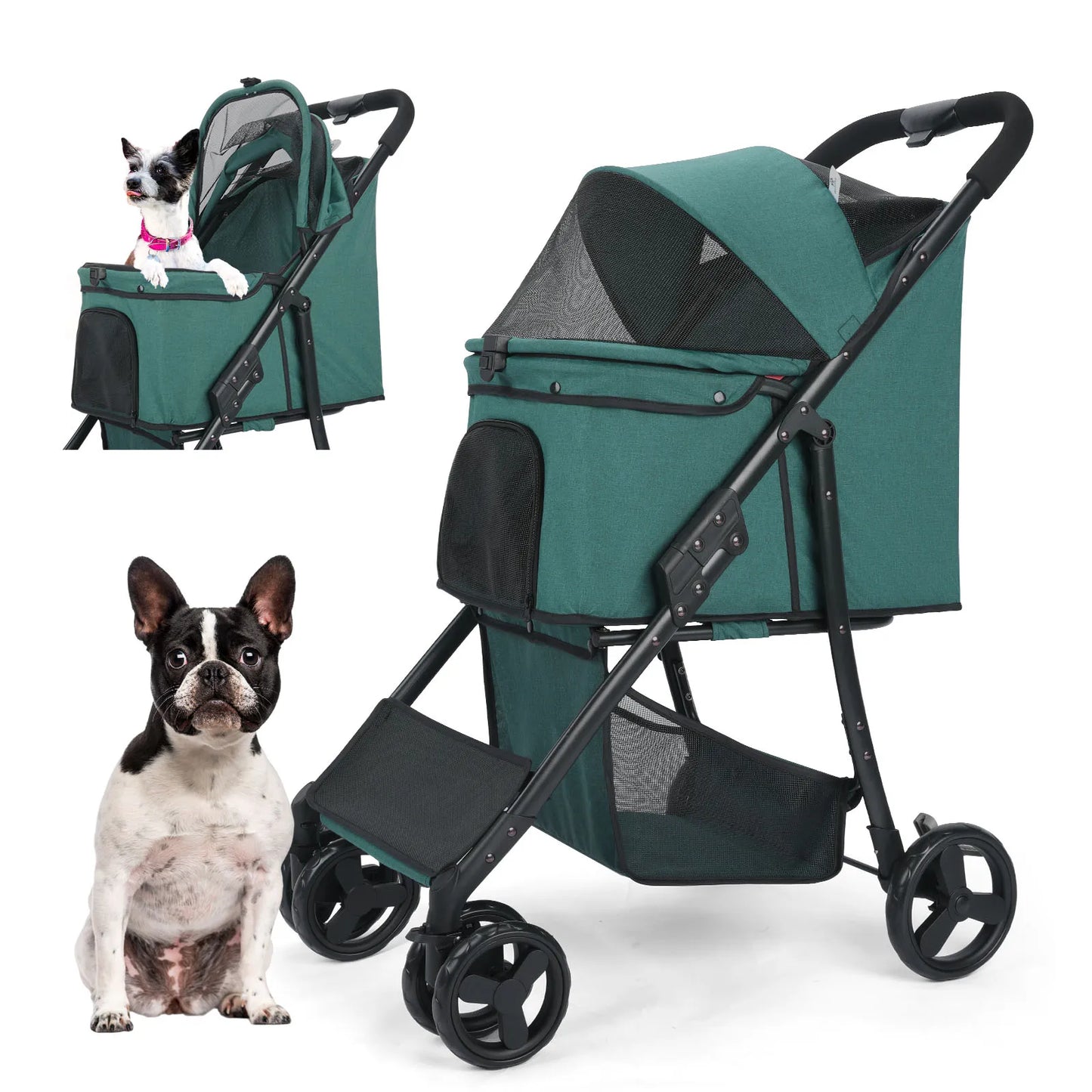 Wedyvko Pet Stroller with 360 Rotate Wheels for Small Dogs