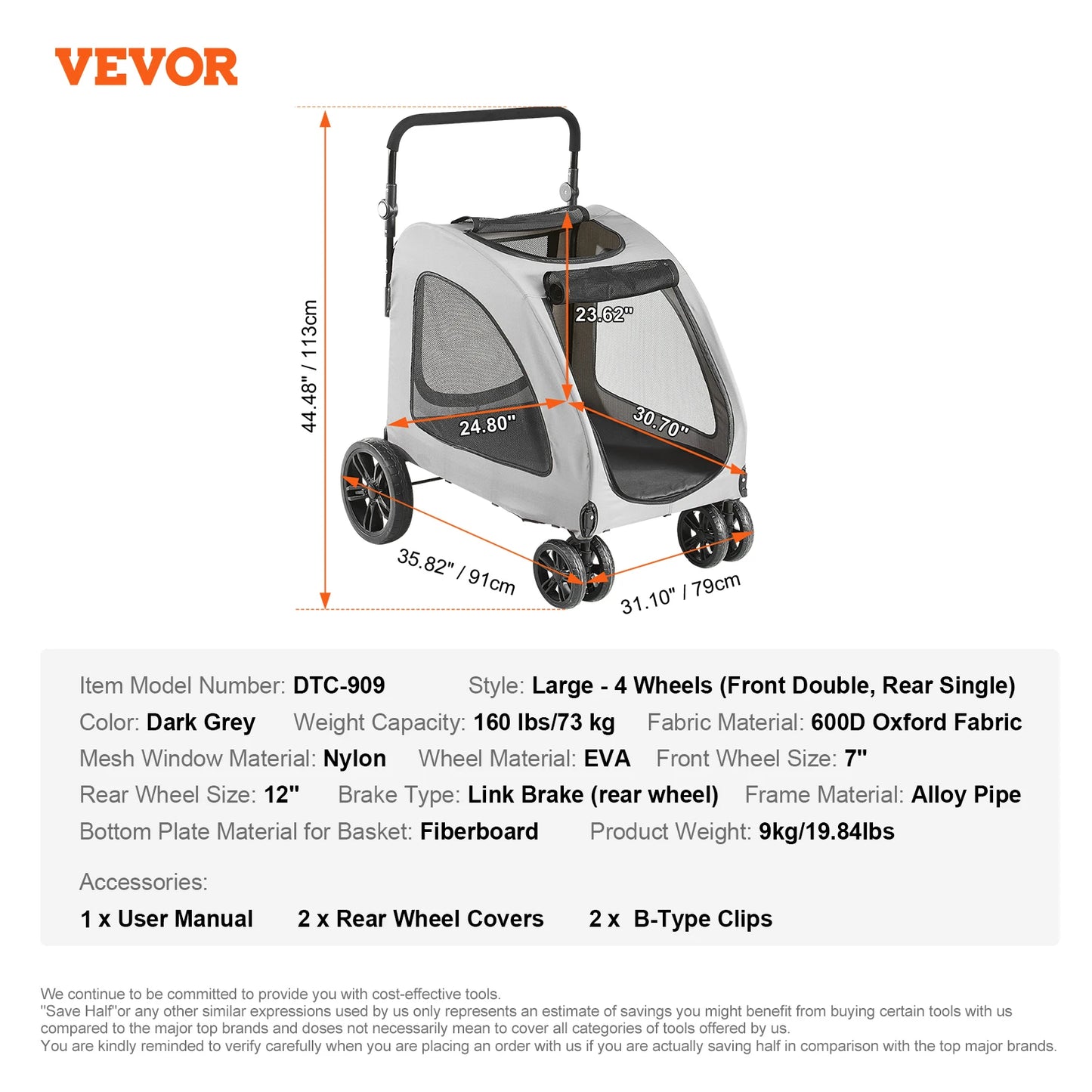 SucceBuy Pet Stroller Carrier Lightweight Travel Rotate With Brakes