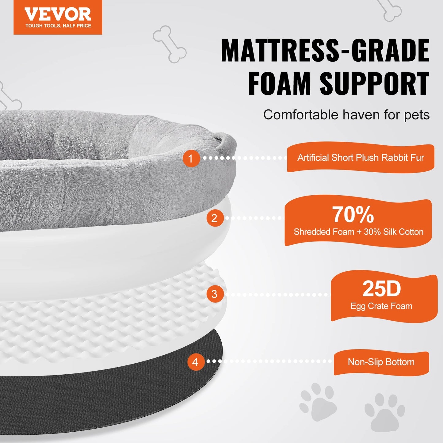 VEVOR Large Human Dog Bed with Washable Faux Rabbit Fur Cover