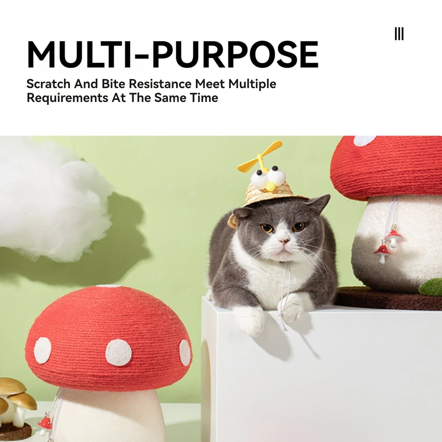 Red Cap Mushroom Cat Scratching Post Cute Indoor Cat Tower