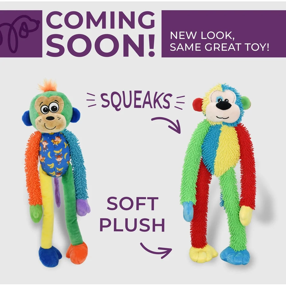 XMSJ Plush Monkey Dog Toy With Six Squeakers For Pets