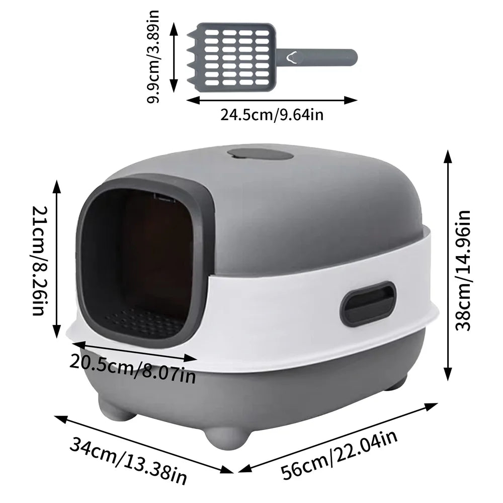 Enclosed Large Cat Litter Box with Scoop and Odor Control