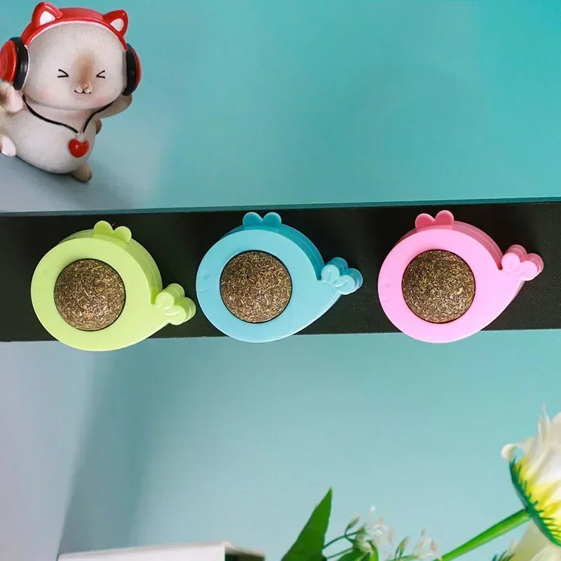 Catnip Ball Licking Toy for Cats Rotatable Wall Treats