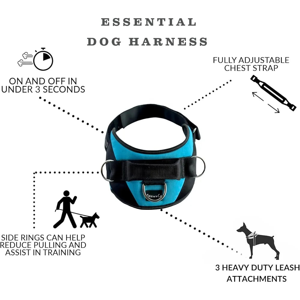 No Pull Dog Harness Adjustable Reflective Vest with 3 Clips