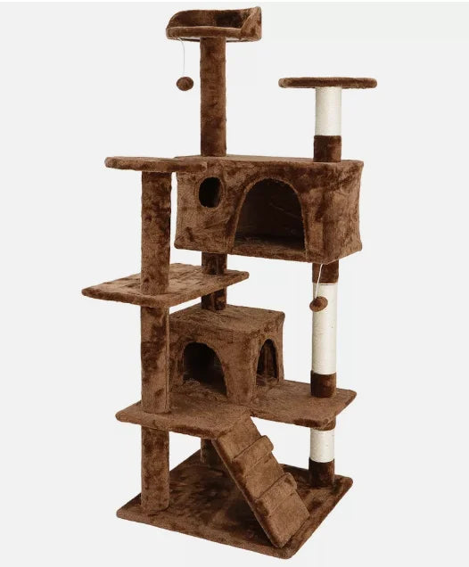 Grey Beige Blue Brown 53 Inch Cat Tree Tower Activity Center