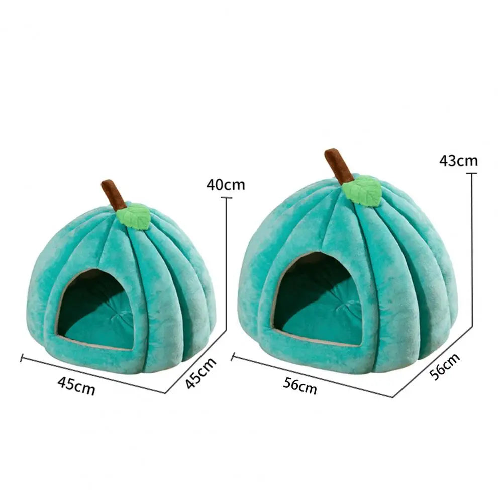 Semi Enclosed Pumpkin Pet Bed for Cats and Small Dogs