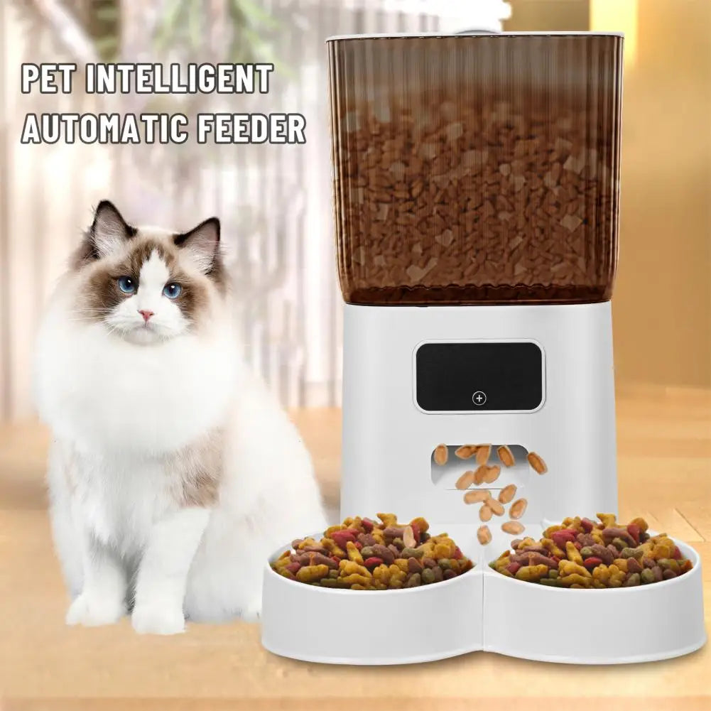 Smart Pet Feeder With Dual Bowls And WiFi Remote Control 5L