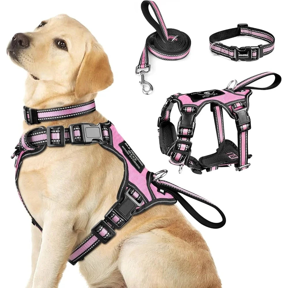 Reflective No Pull Pet Harness Leash Set for Dogs of All Sizes