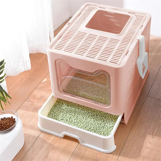 Feature Cat Litter Box Hooded Top Entry With Lid Scoop