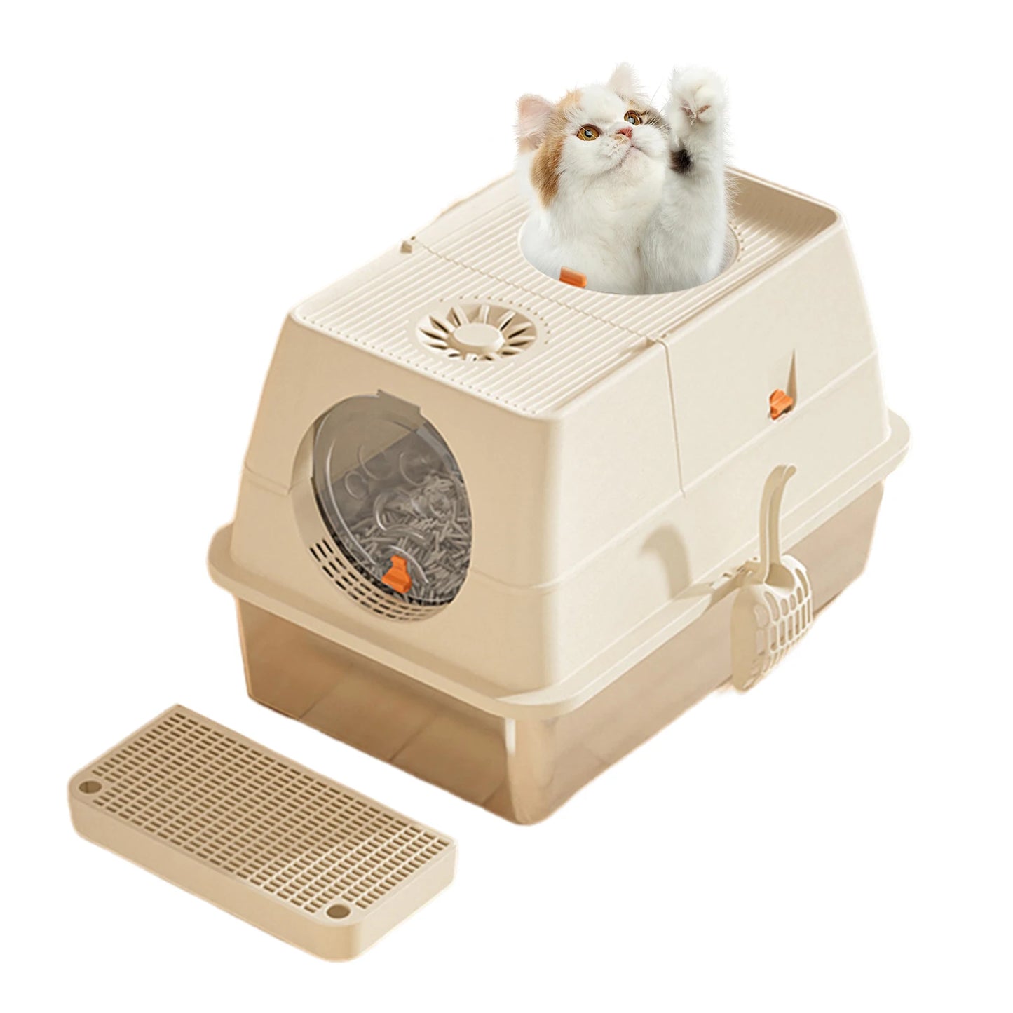 HiMISSH Stainless Steel Covered Litter Box Top Entry for Cats