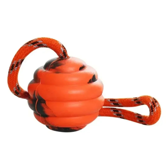 Rubber Interactive Dog Fetch Ball Toy with Rope for Training