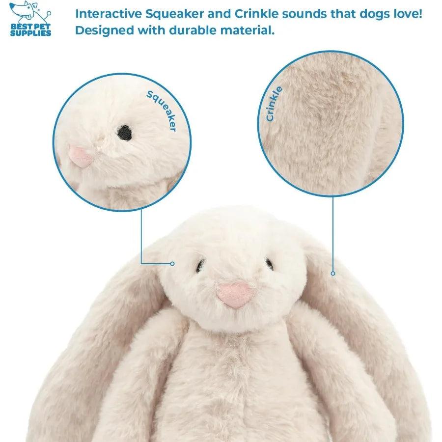 Hign-concerned Interactive Bunny Buddy Dog Toy With Crinkle Squeak