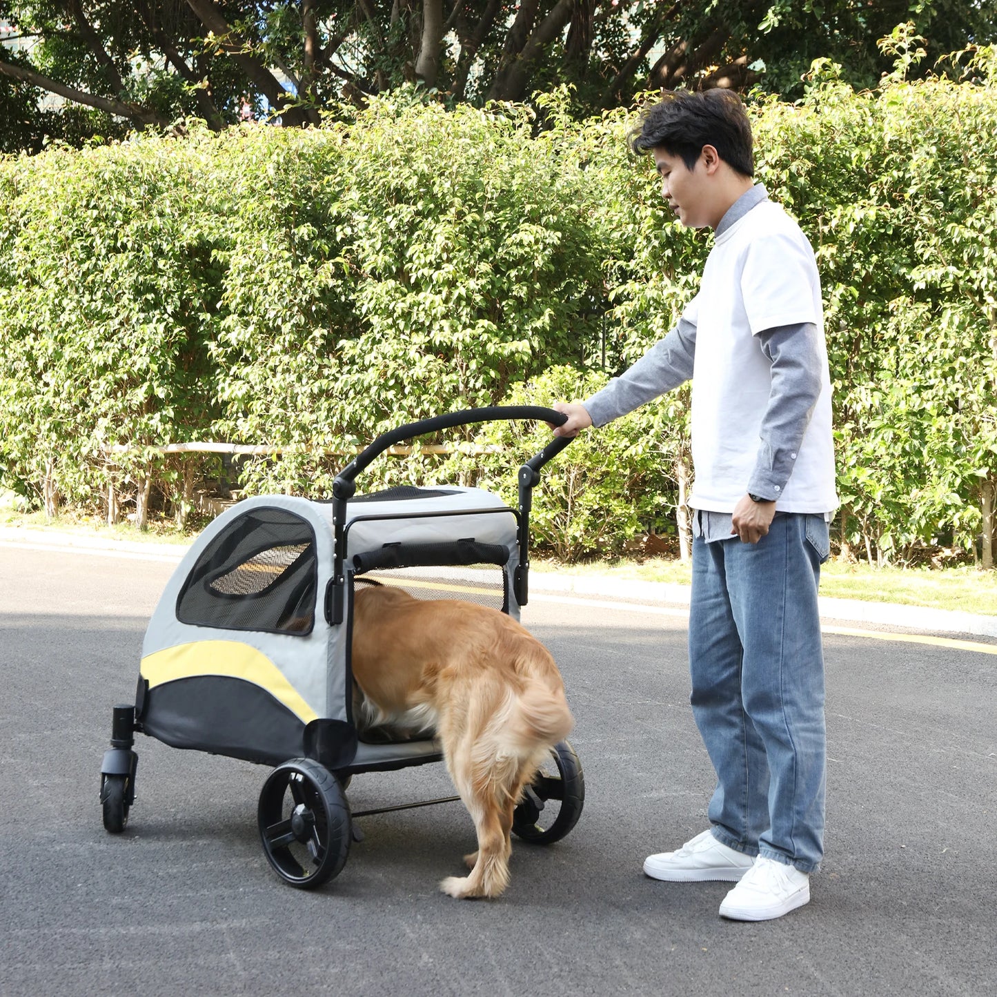 Portable Dog Stroller for Large Dogs Foldable and Breathable