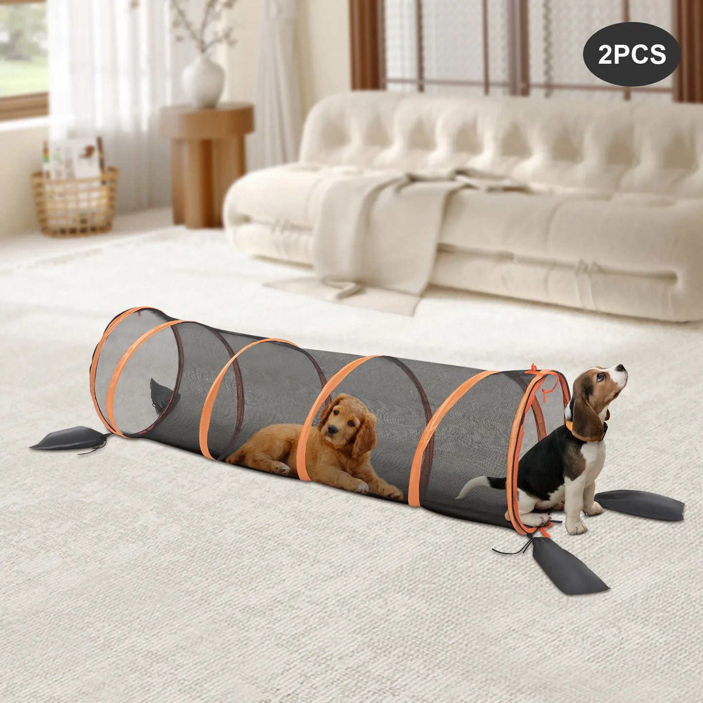 Foldable Cat Play Tunnel 2pcs Mesh Pet Channel for Cats and Dogs