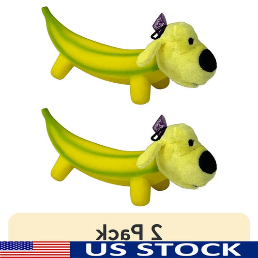 XMSJH Banana Shaped Dog Toy 2 Pack Durable Latex Plush Chew