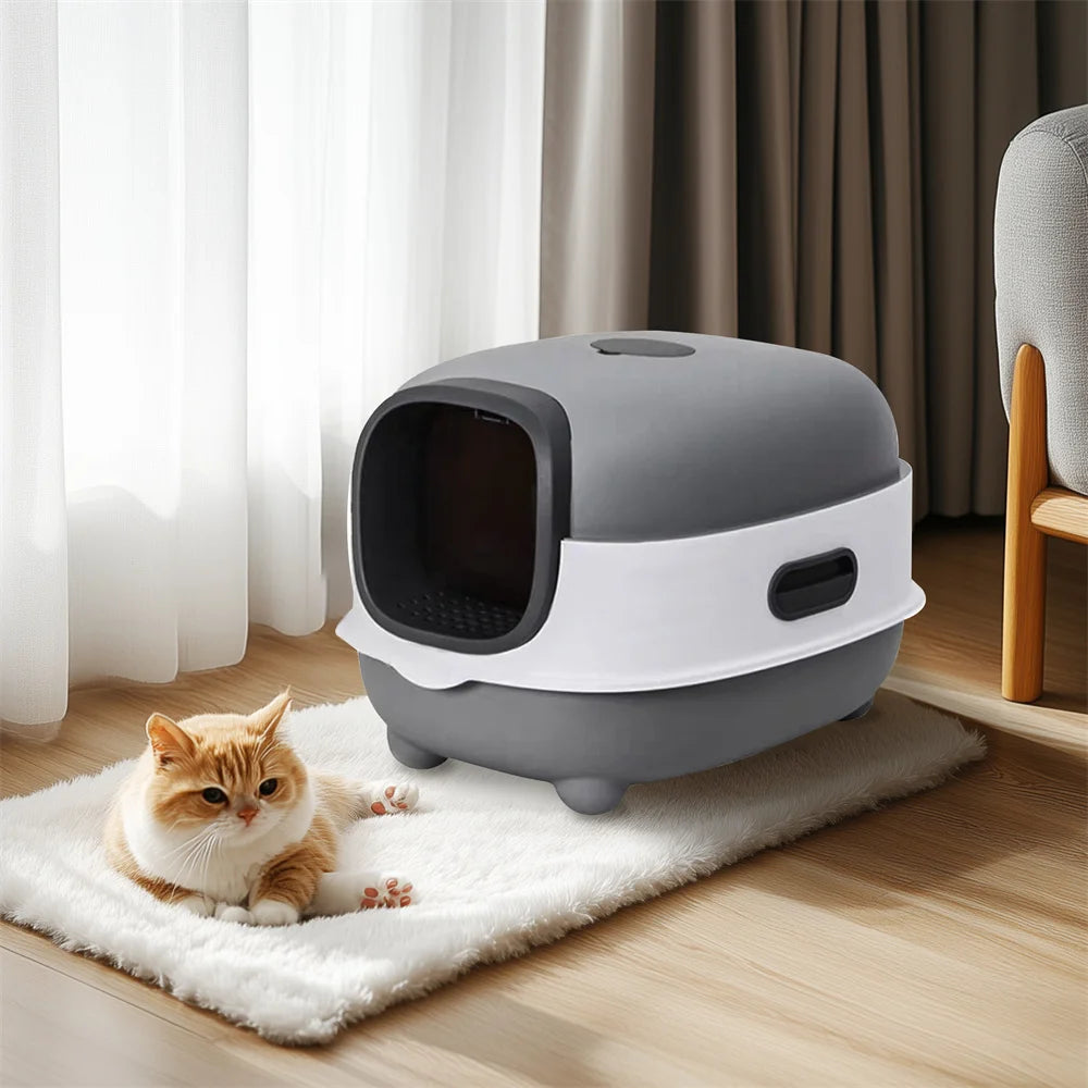 Enclosed Large Cat Litter Box with Scoop and Odor Control