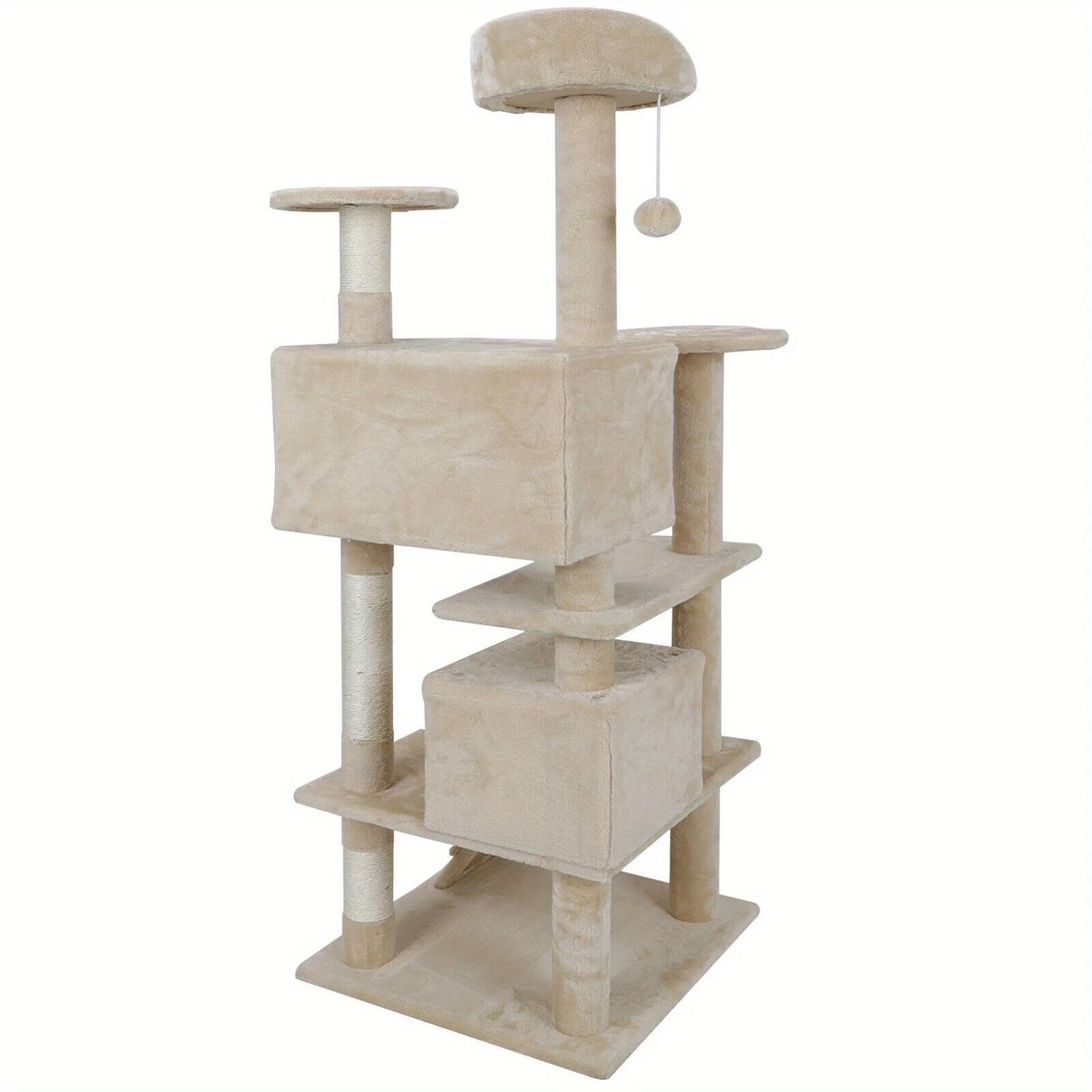 Grey Beige Blue Brown 53 Inch Cat Tree Tower Activity Center