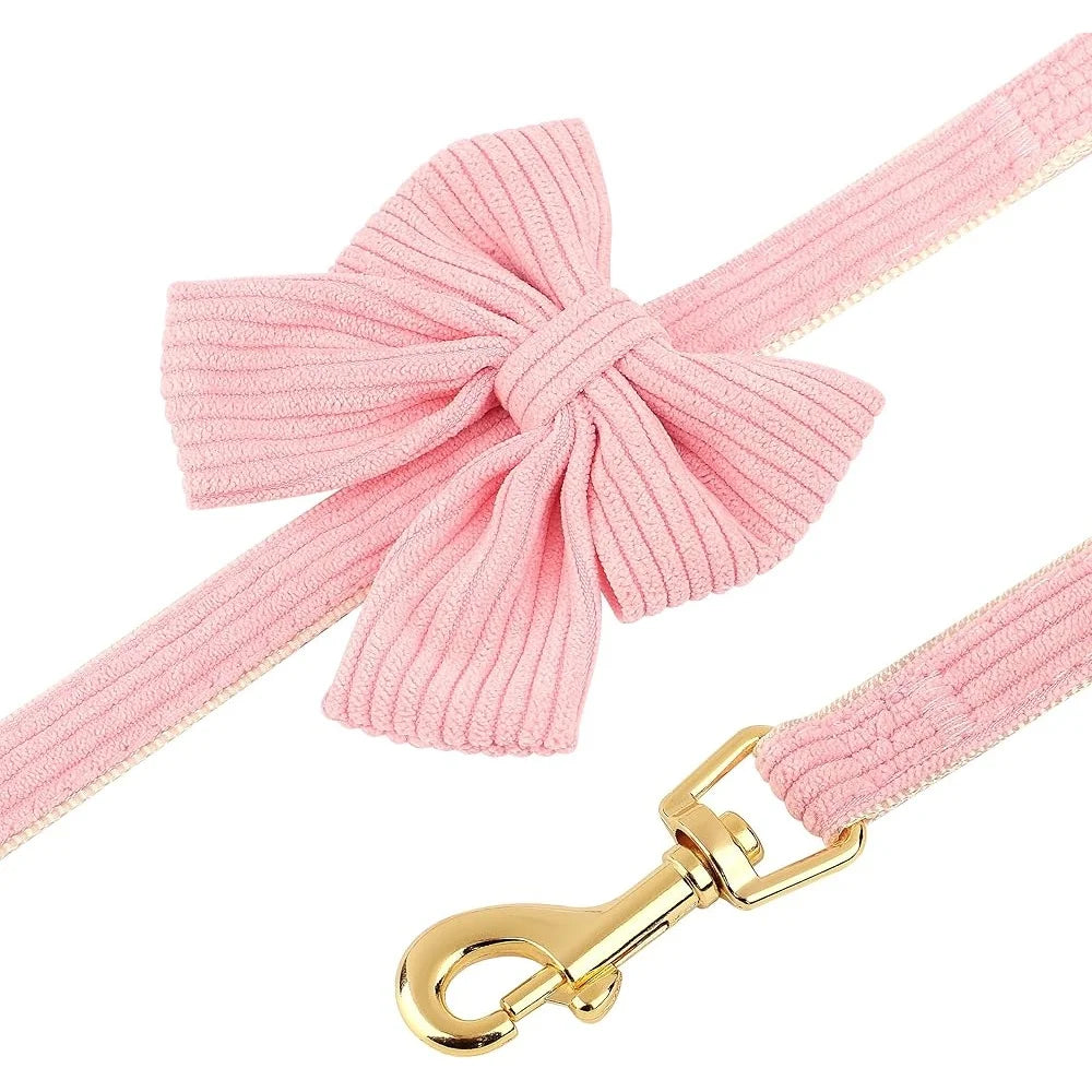 Cute Adjustable Dog Harness and Leash Set with Bowtie