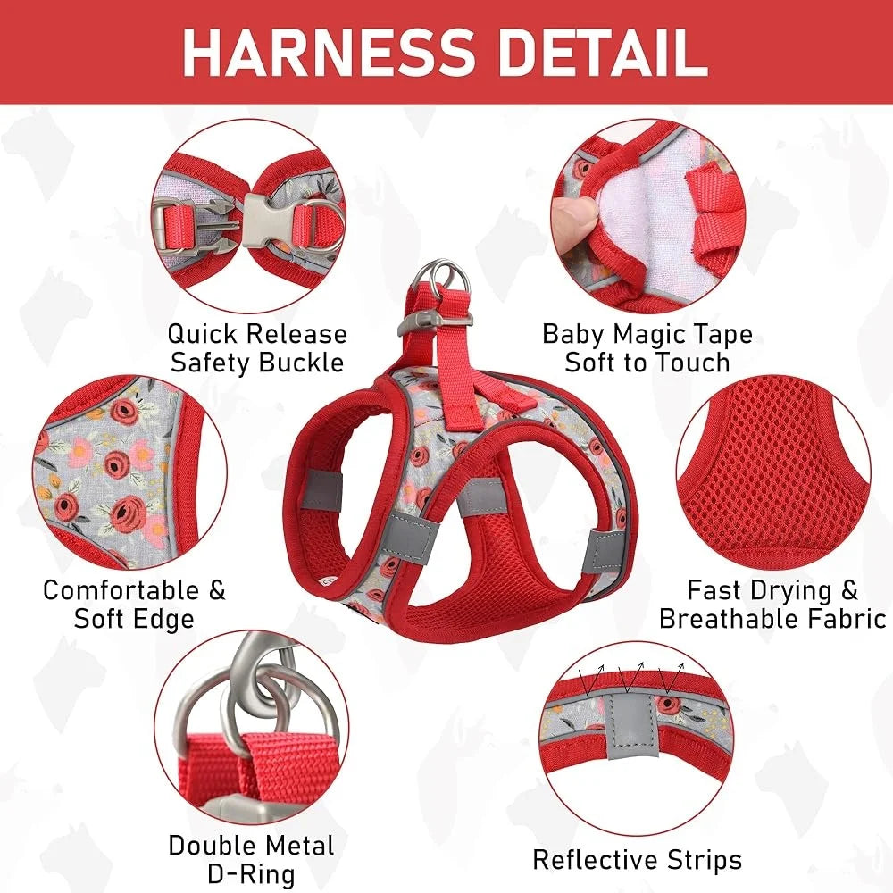 Adjustable No Pull Dog Harness Collar Leash Set with ID Tag