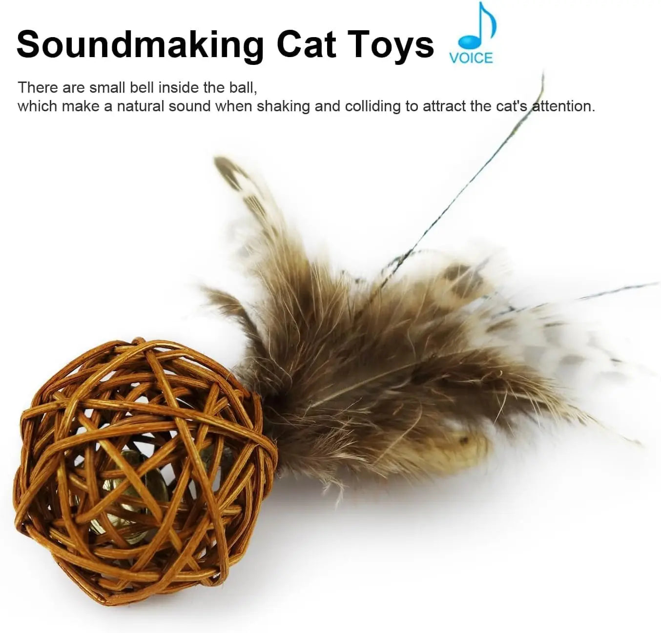 CN Zhejiang Feather Cat Ball Toy With Bell For Indoor Cats
