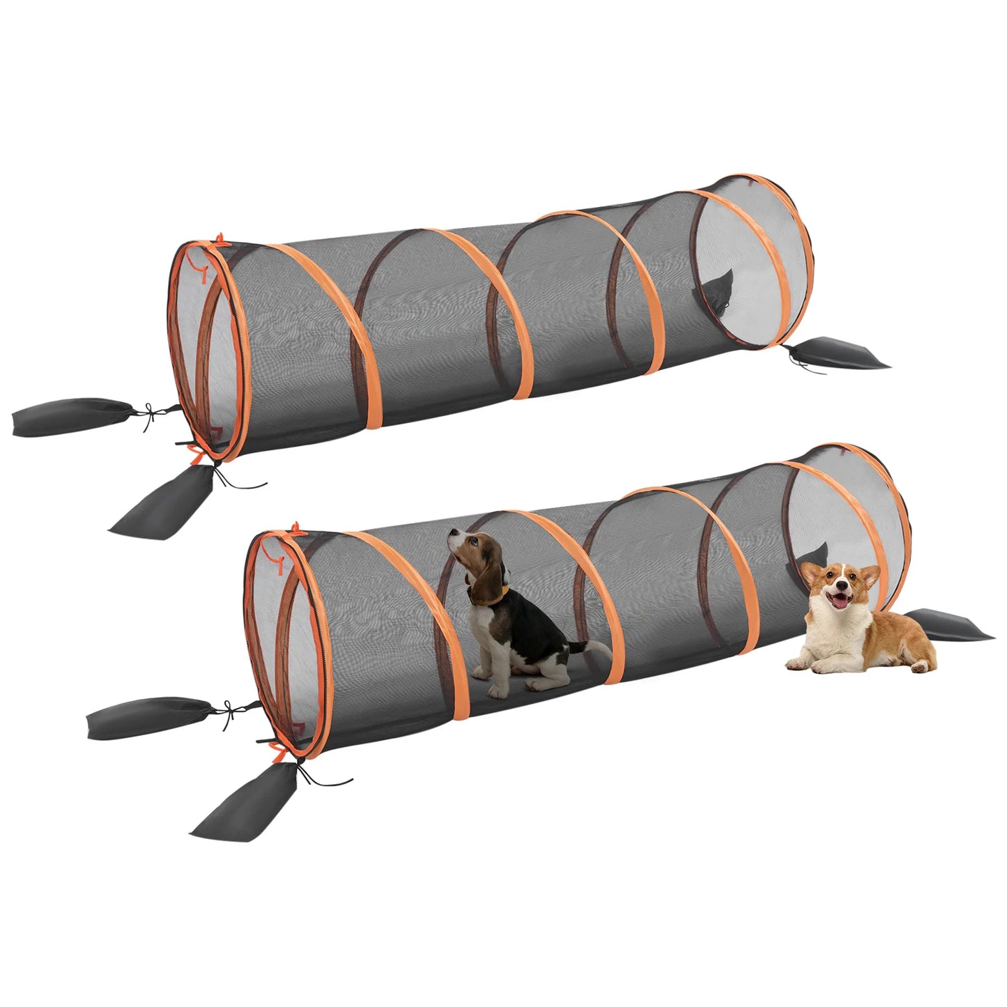 Foldable Cat Play Tunnel 2pcs Mesh Pet Channel for Cats and Dogs