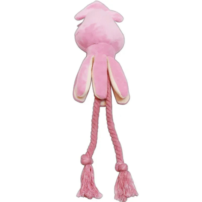 Cute Squid Puppy Chew Toy for Dogs with Squeak and Rope