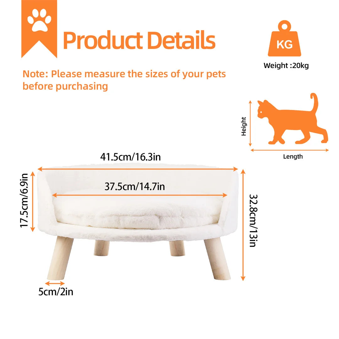 Luxury Cat Bed Soft Plush Fabric Nesting Chair for Small Pets