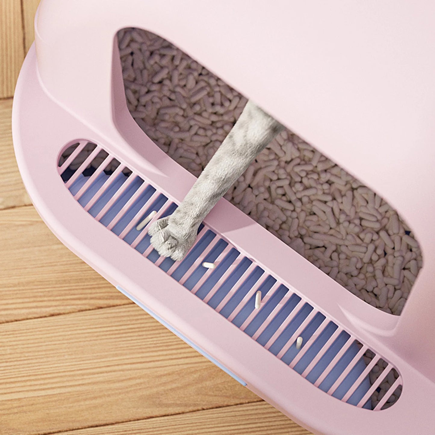 Hignconcerned Cat Litter Box With Lid Enclosed Pan Scoop