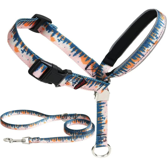 Dog Head Collar Anti Pulling Harness with Leash Adjustable Size