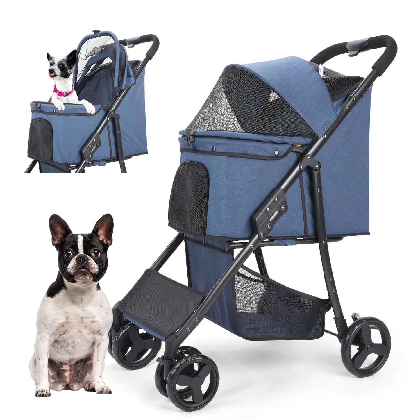 Wedyvko Pet Stroller with 360 Rotate Wheels for Small Dogs