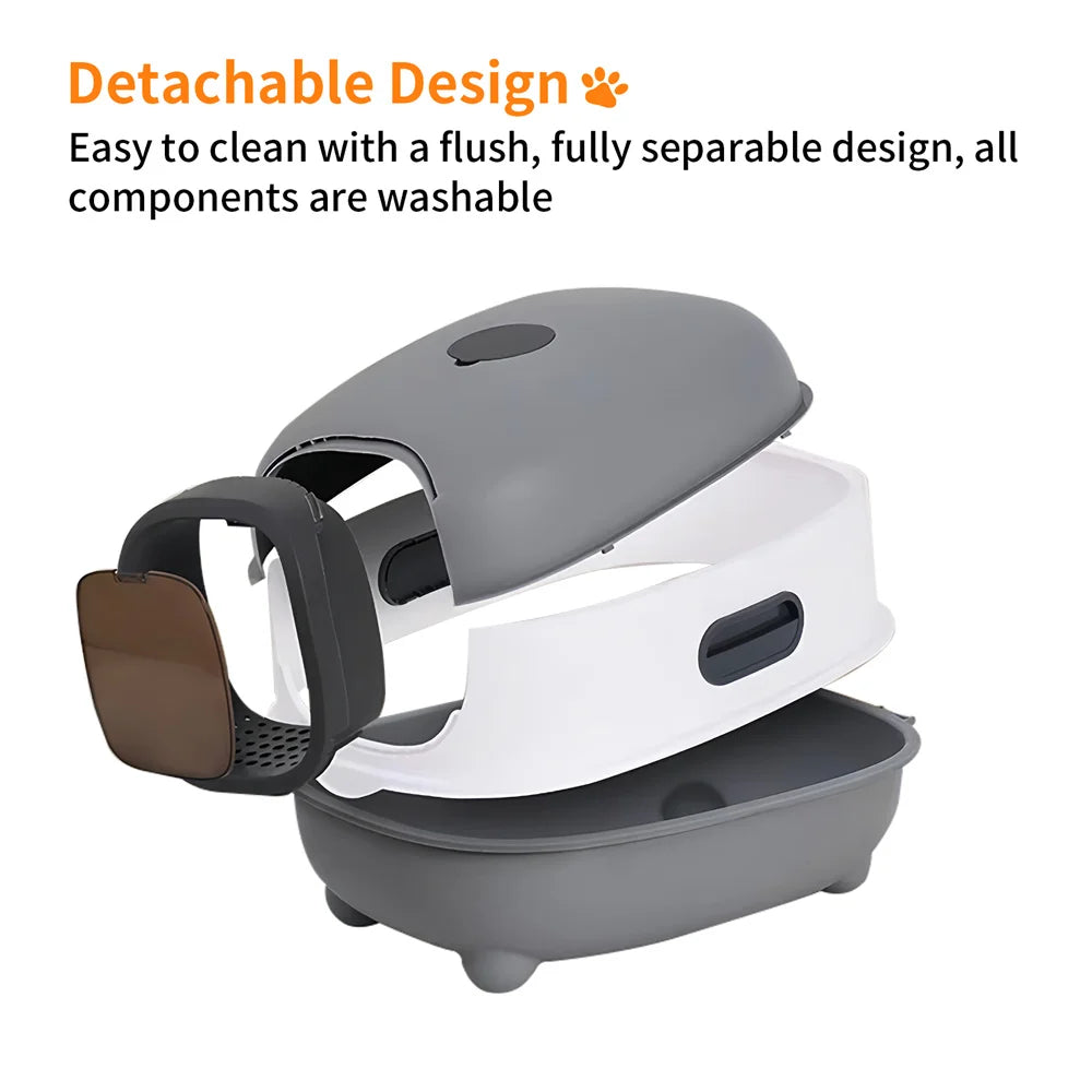 Enclosed Large Cat Litter Box with Scoop and Odor Control