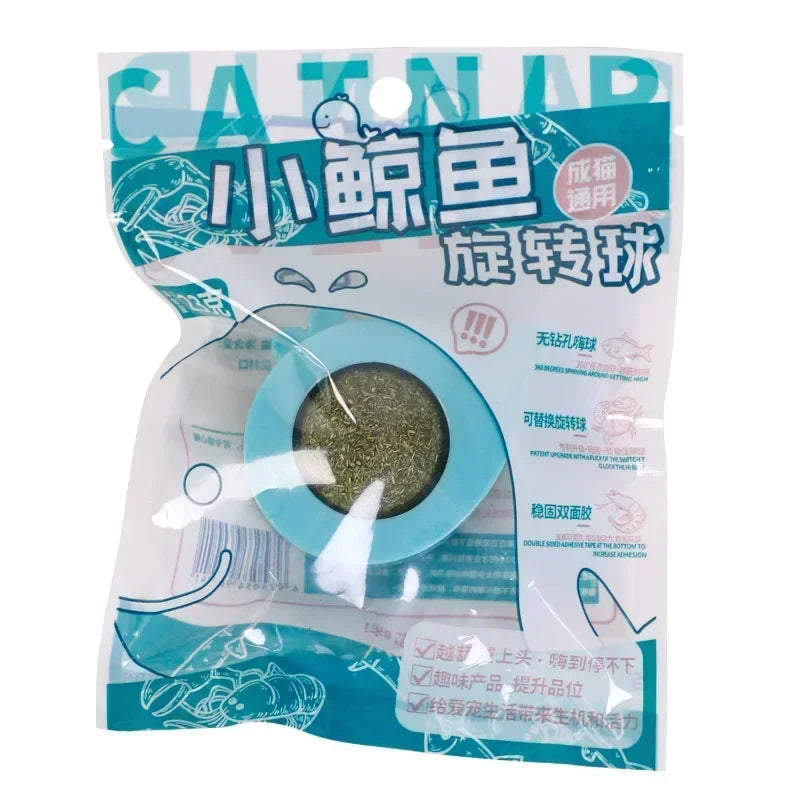 Catnip Ball Licking Toy for Cats Rotatable Wall Treats