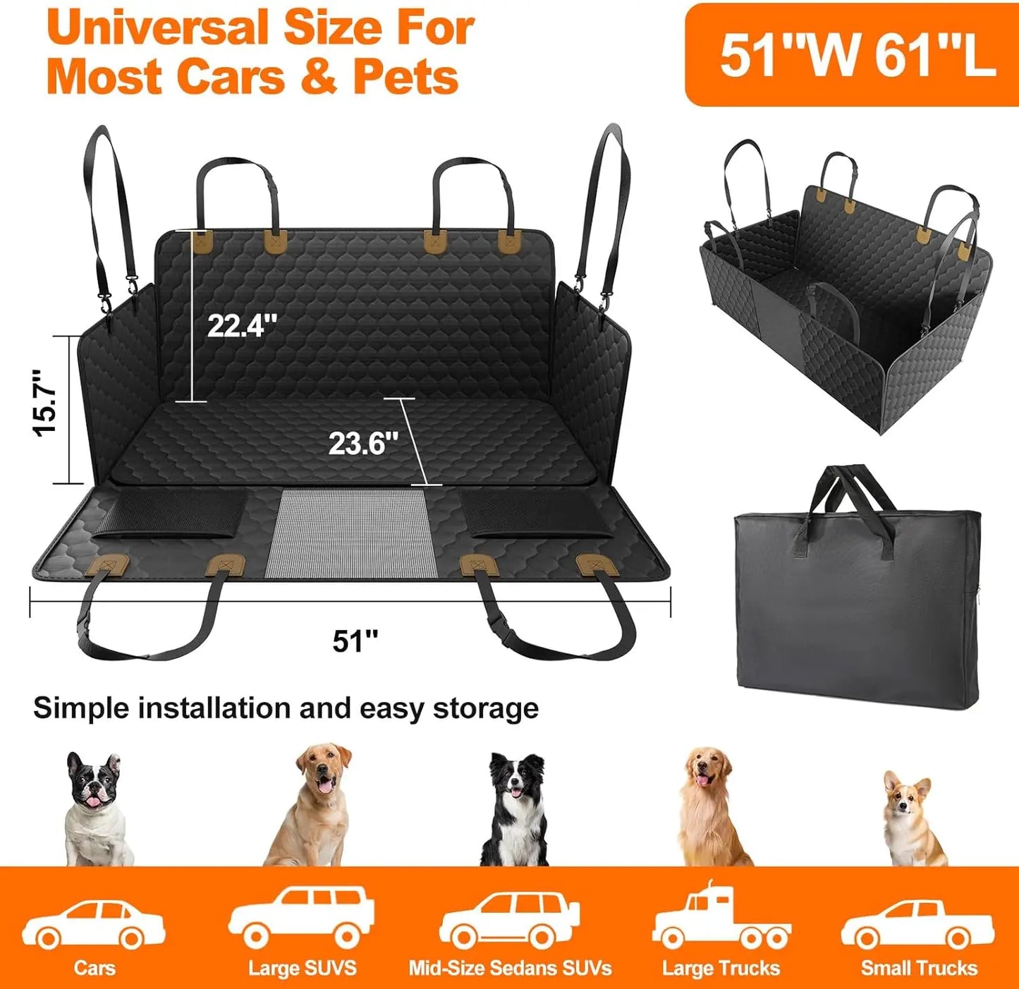 WedyvkoCN Waterproof Pet Travel Car Seat Hammock Protector