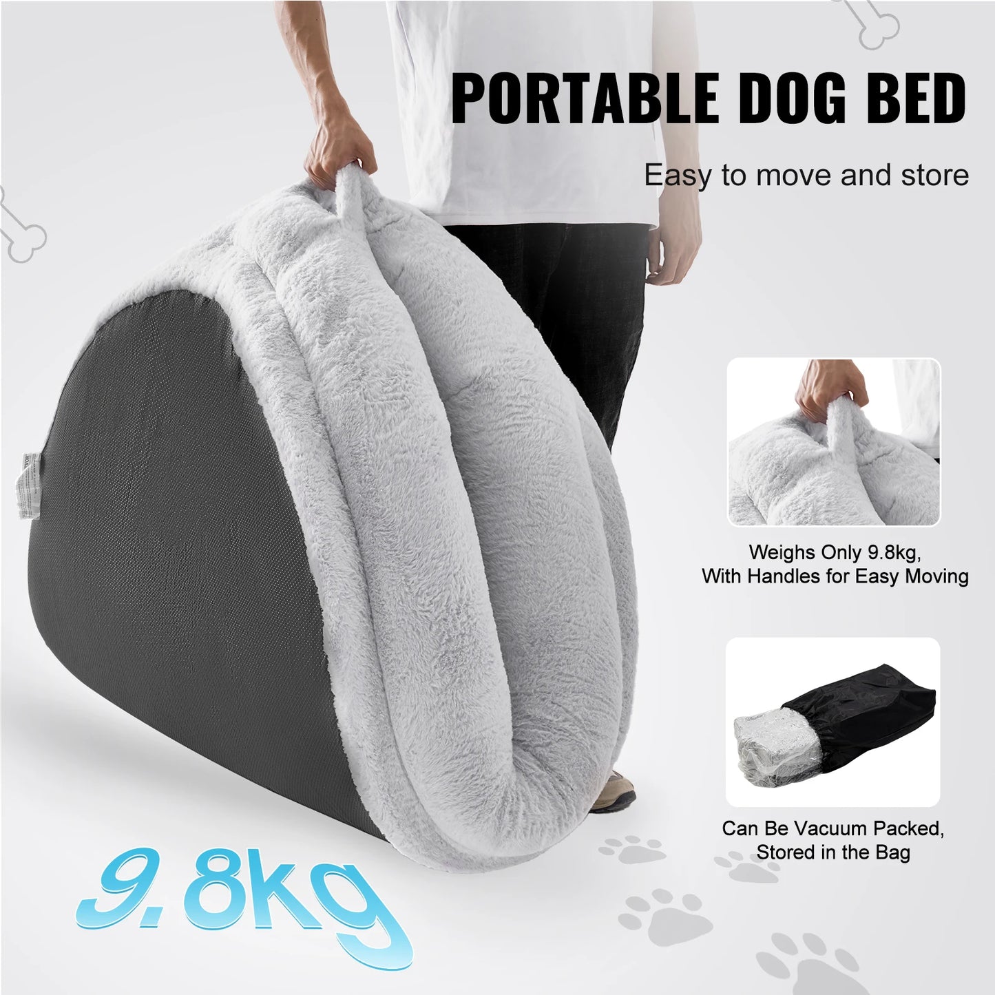 VEVOR Large Human Dog Bed with Washable Faux Rabbit Fur Cover