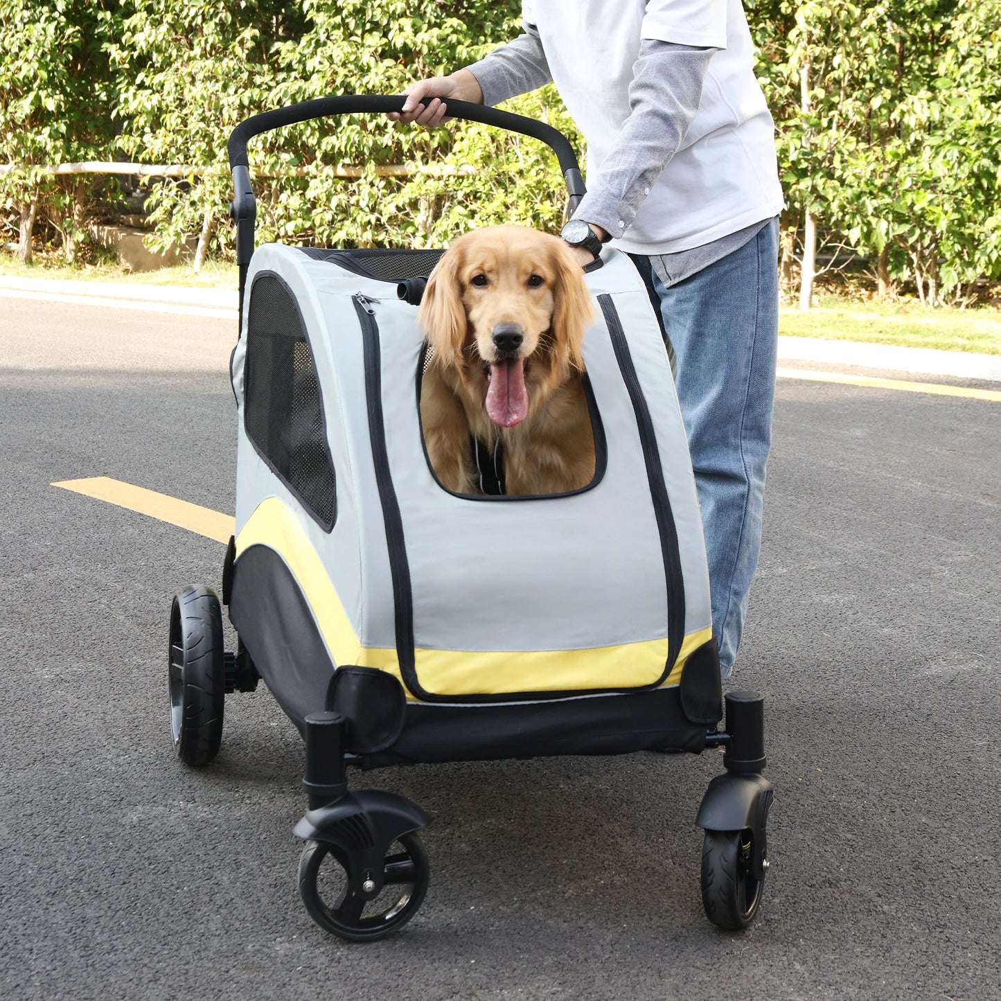 Portable Dog Stroller for Large Dogs Foldable and Breathable