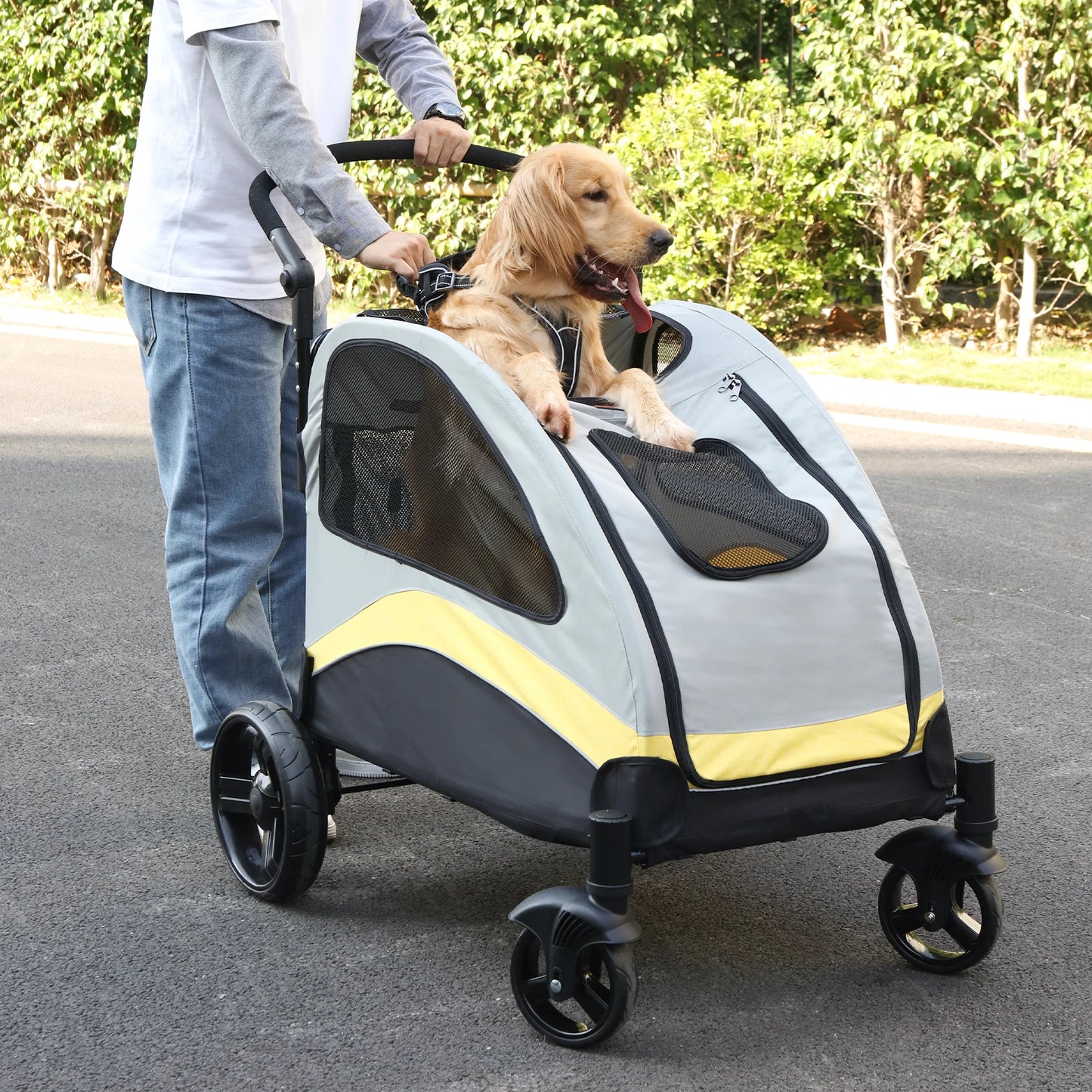 Portable Dog Stroller for Large Dogs Foldable and Breathable