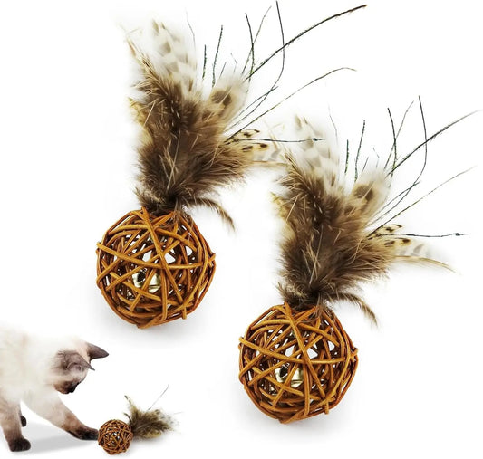 CN Zhejiang Feather Cat Ball Toy With Bell For Indoor Cats