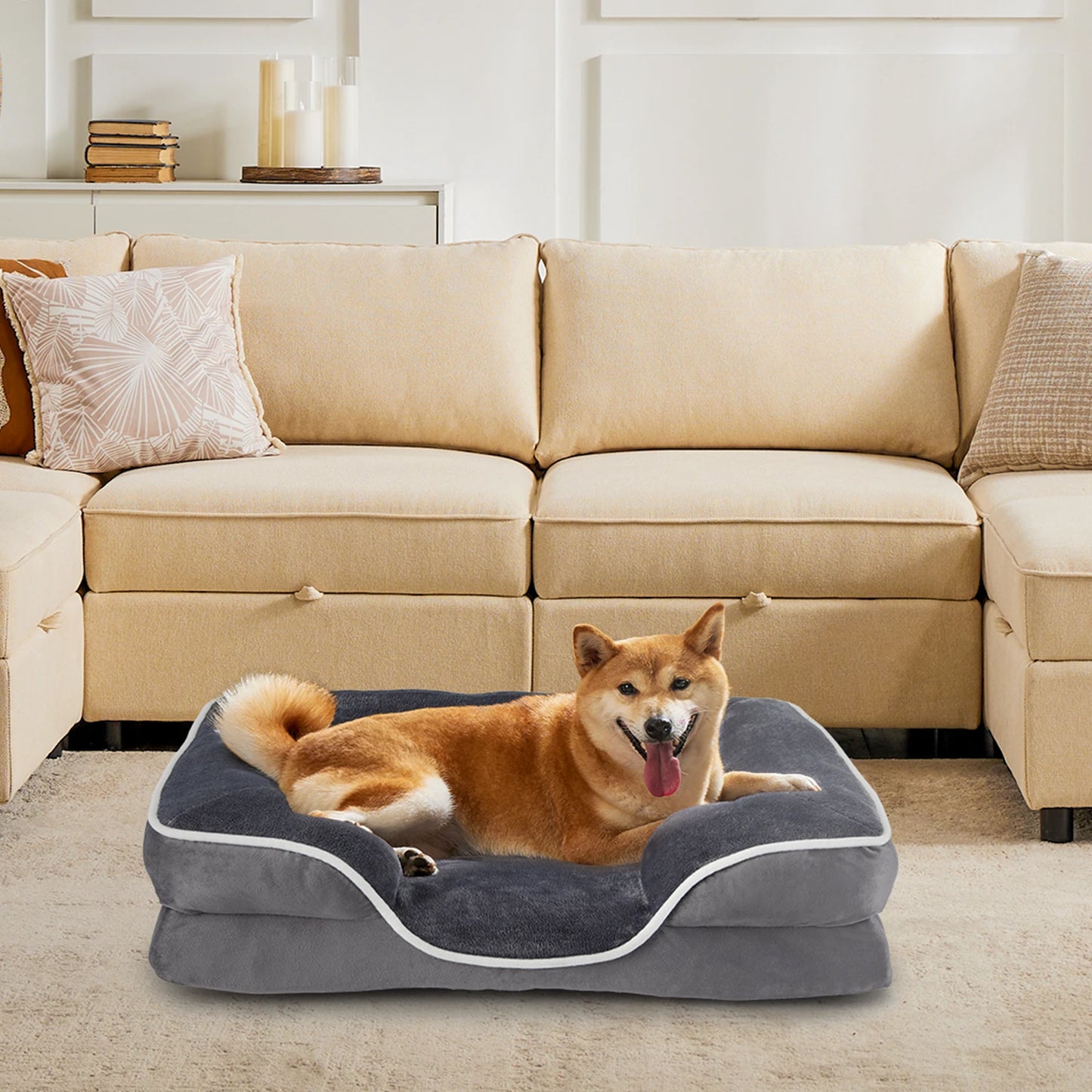 JHK Orthopedic Memory Foam Dog Bed with Washable Cover