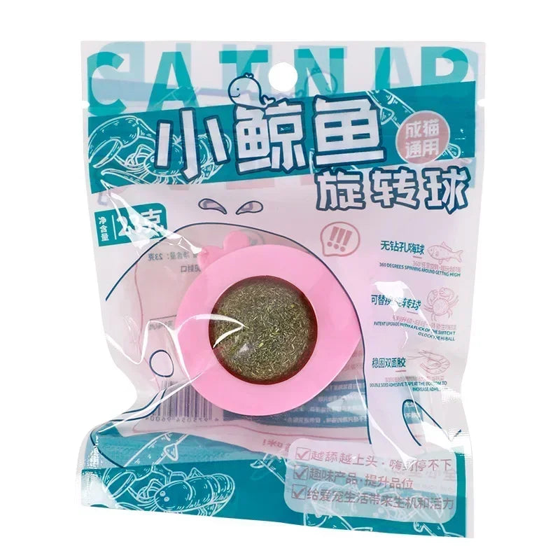 Catnip Ball Licking Toy for Cats Rotatable Wall Treats