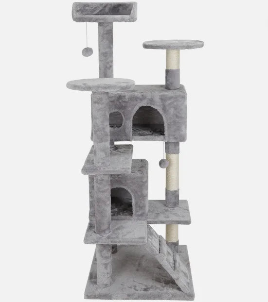 Grey Beige Blue Brown 53 Inch Cat Tree Tower Activity Center