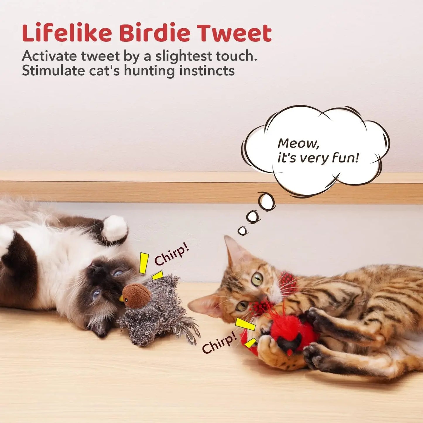 CN Zhejiang Two Chirping Birds Cat Toys