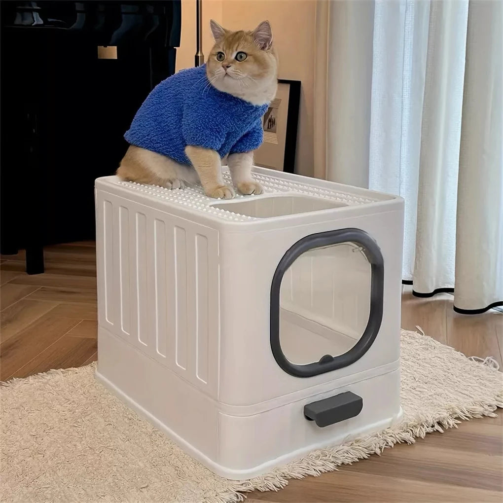 Feature Leakproof Enclosed Cat Litter Box With Drawer Scoop