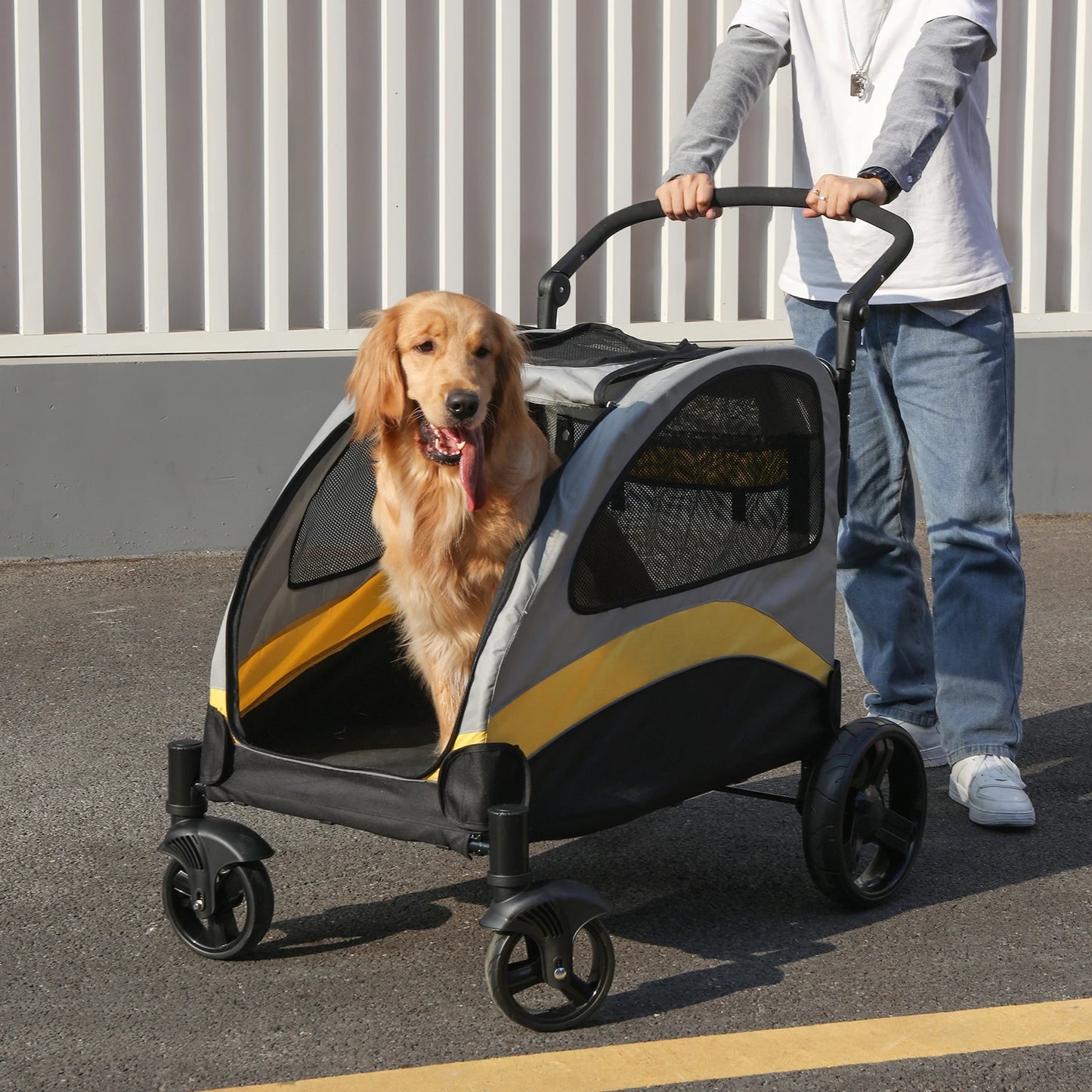 Portable Dog Stroller for Large Dogs Foldable and Breathable