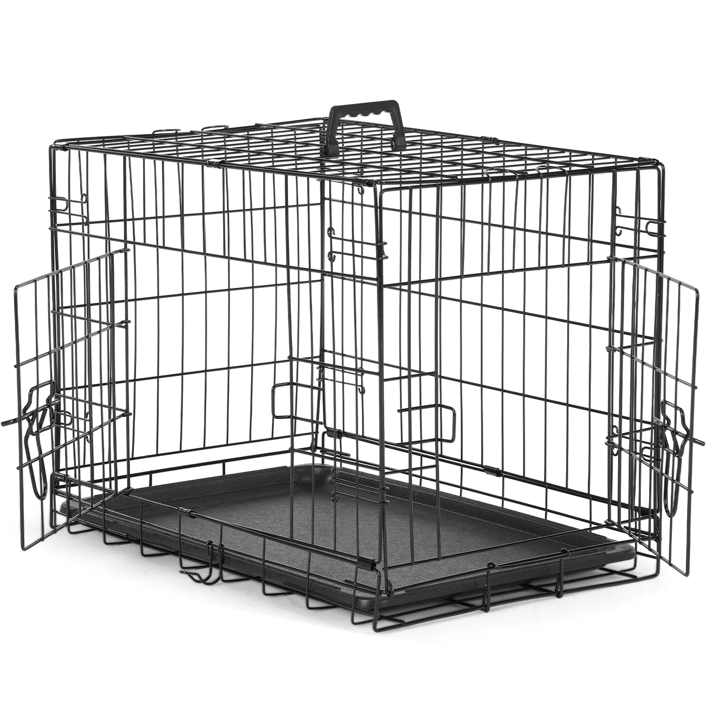 JHK Extra Large Double Door Folding Metal Dog Cage with Tray